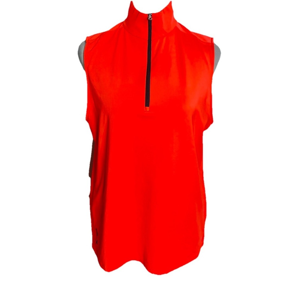RLX Ralph Lauren Golf‎ Tennis Mock Zip Top  Sleeveless Moisture Wick Orange XL